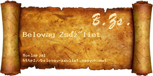 Belovay Zsüliet névjegykártya